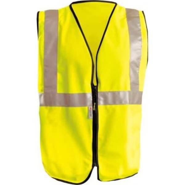 OccuNomix Premium Solid Vest w/Zipper, Class 2, Hi-Vis Yellow, L, LUX-SSGZ-YL, Occunomix, Mfr#: LUX-SSGZ-YL